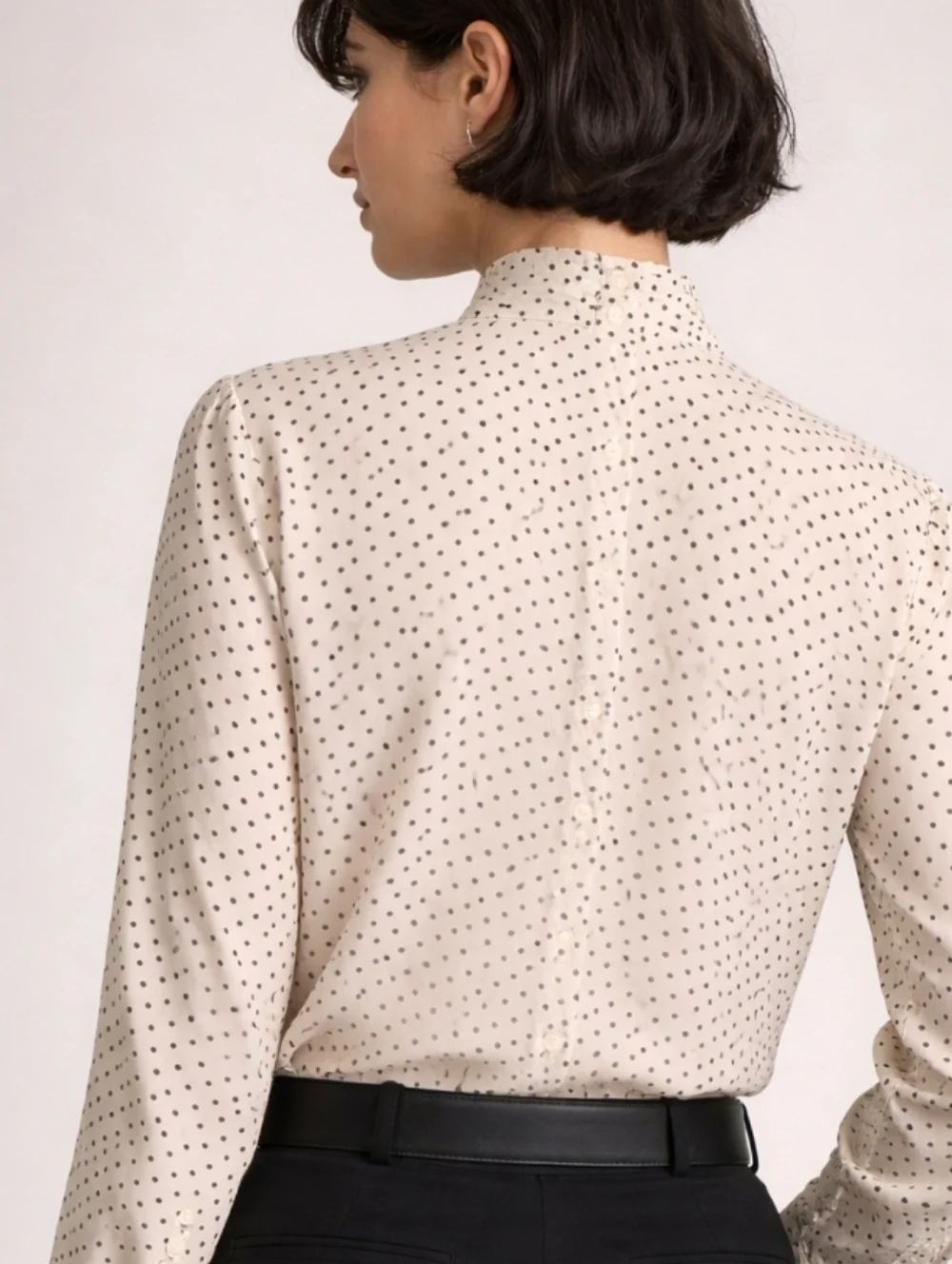 Rena Rowan| Vintage Cream Polka Dot High-Neck Blouse - Picture 2 of 11